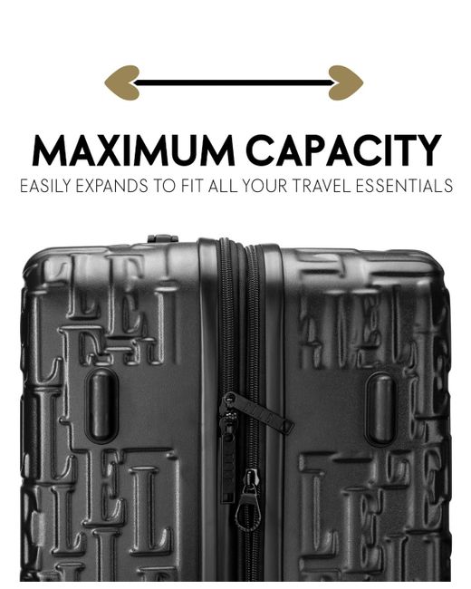 Elle Black Wayfarer 3-piece Expandable Monogram Spinner luggage Set