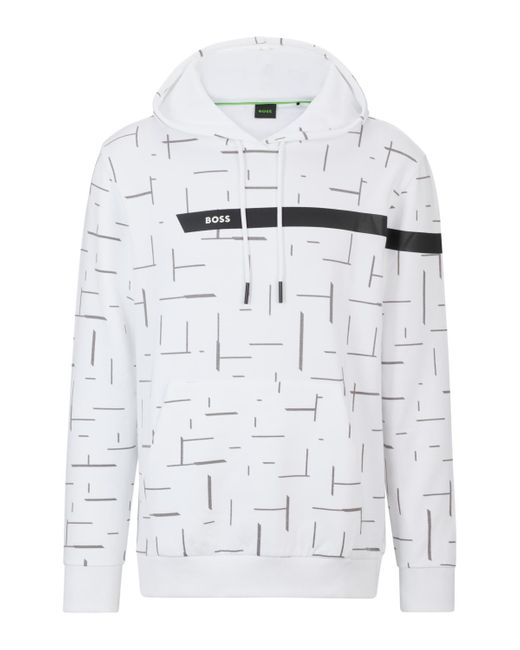 BOSS by HUGO BOSS Boss By Graphic Logo Stripe Hoodie in White for