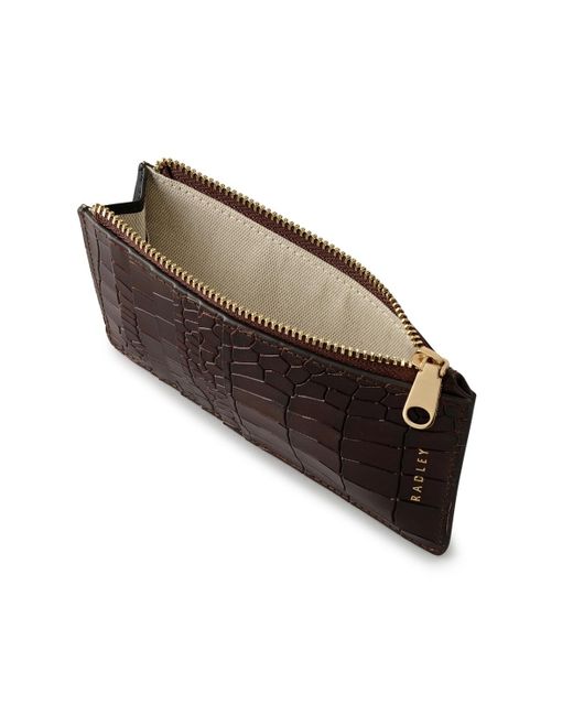 Radley Brown Sloane Mews Faux Croc Mini Zip Top Coin Wallet
