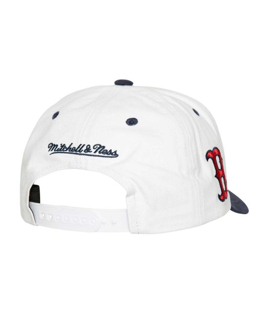 Mitchell & Ness White Mitchell Ness Boston Red Sox Cooperstown Collection Tail Sweep Pro Snapback Hat for men