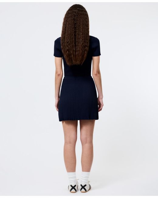 French Connection Blue Crinkle-knit Two-pocket Mini Skirt