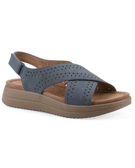 White Mountain Blue Haniya Flatform Sandals