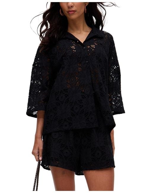 Raffya Black Shelli All Over Broderie Anglaise Shirt