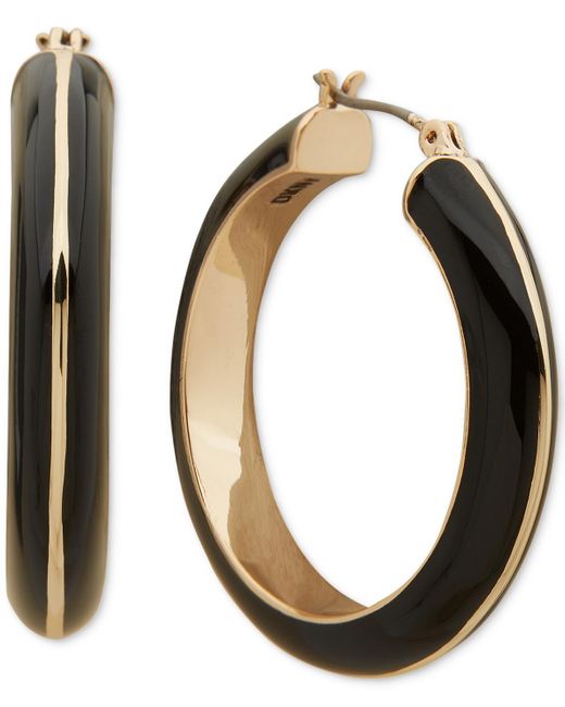DKNY Metallic Gold-tone Small Color Hoop Earrings