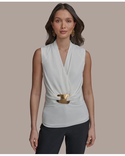 Donna Karan Gray Hardware-detail Sleeveless Top
