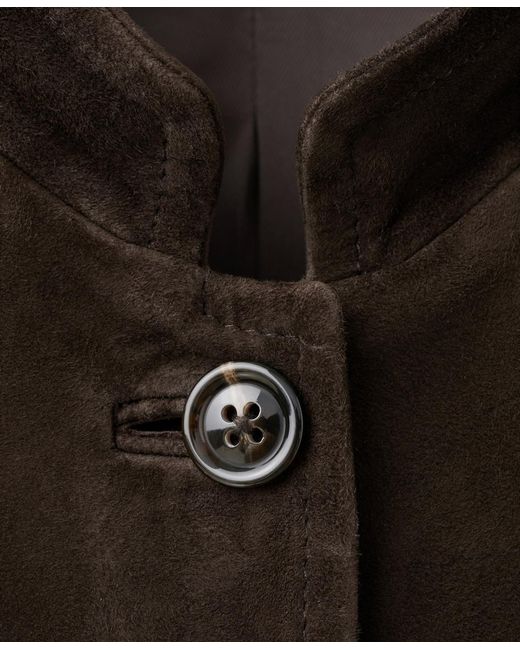Mango Black Band Collar Suede Jacket