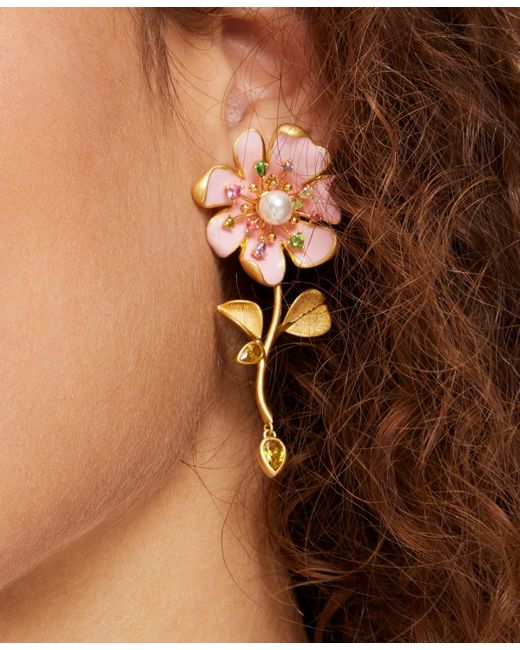 Kate Spade Metallic Gold-tone Bloom In Color Linear Earrings