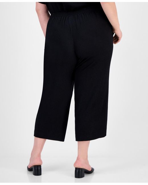 Anne Klein Blue Plus Size High-rise Cropped Pull-on Pants