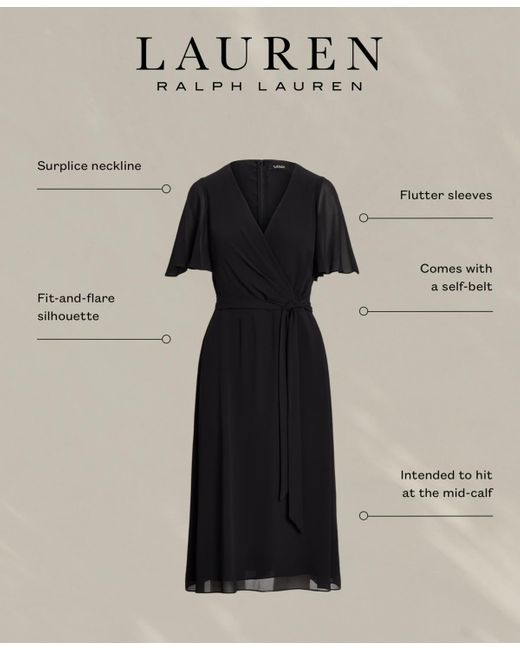 Lauren by Ralph Lauren Green Belted Georgette Dress