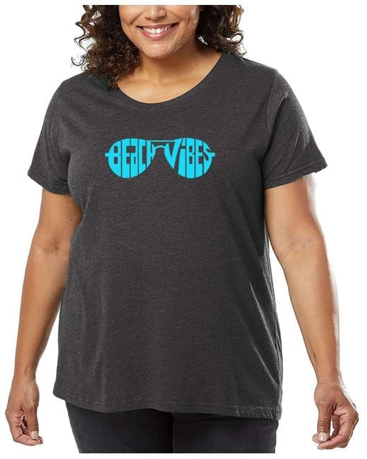 LA Pop Art Gray Plus Size Beach Vibes Word Art T-shirt