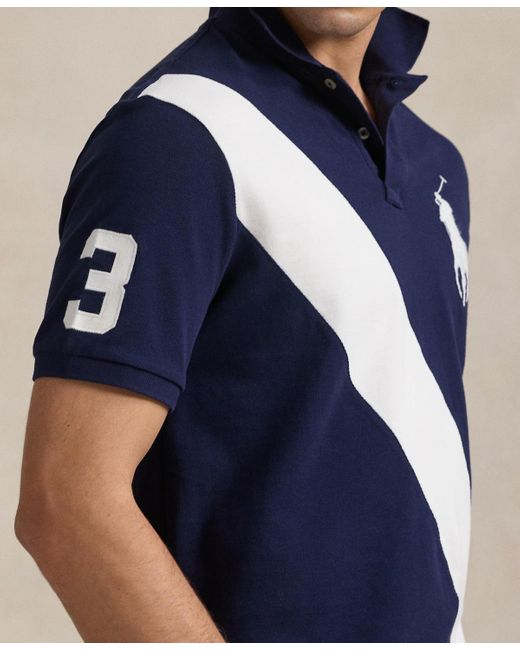 Polo Ralph Lauren Custom Slim Fit Big Pony Mesh Polo Shirt in Blue for ...