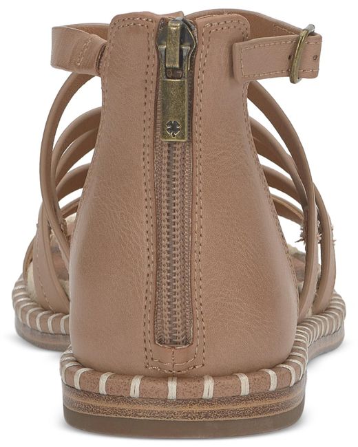 Lucky Brand Brown Korina Embellished Strappy Gladiator Flat Sandals