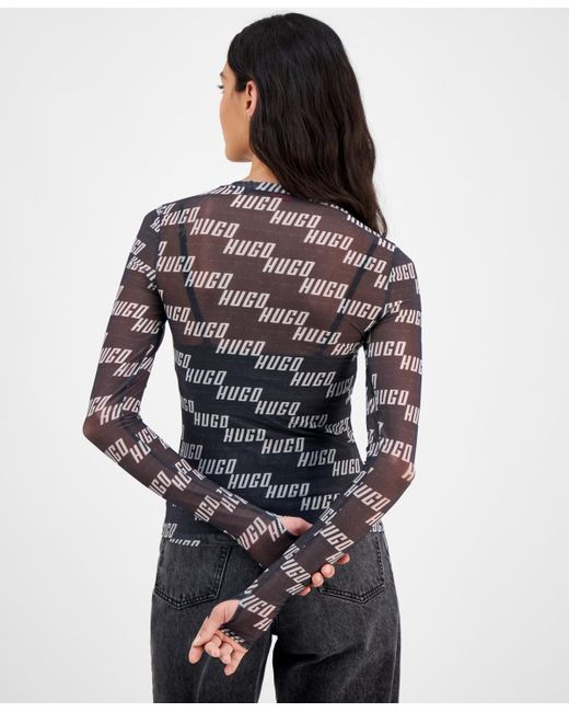 HUGO Blue Logo Mesh Top