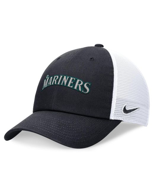 Nike Blue Navy Seattle Mariners Evergreen Wordmark Trucker Adjustable Hat for men