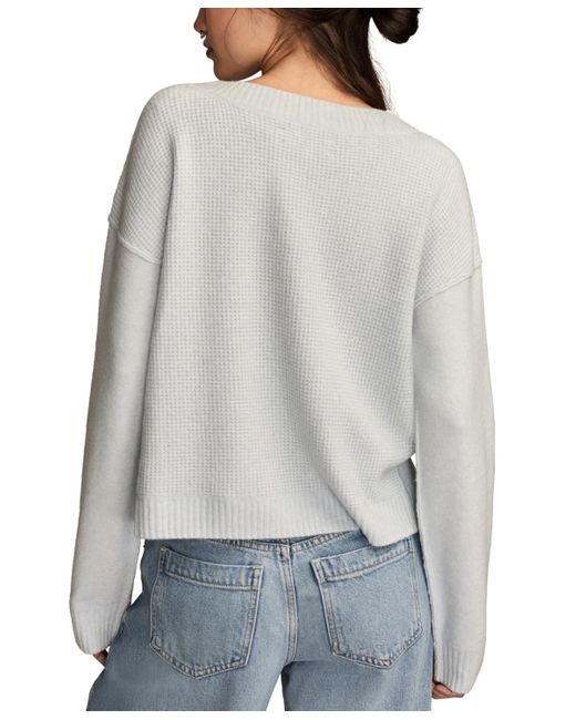 Lucky Brand Gray Waffle V-neck Sweater