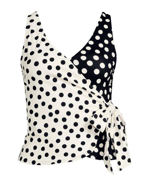 Lands' End Black Plus Size Side Tie Tankini Top
