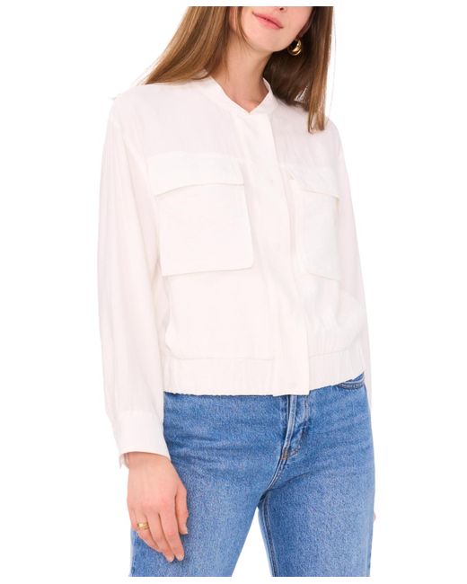 Vince Camuto White Relaxed Bomber Jacket