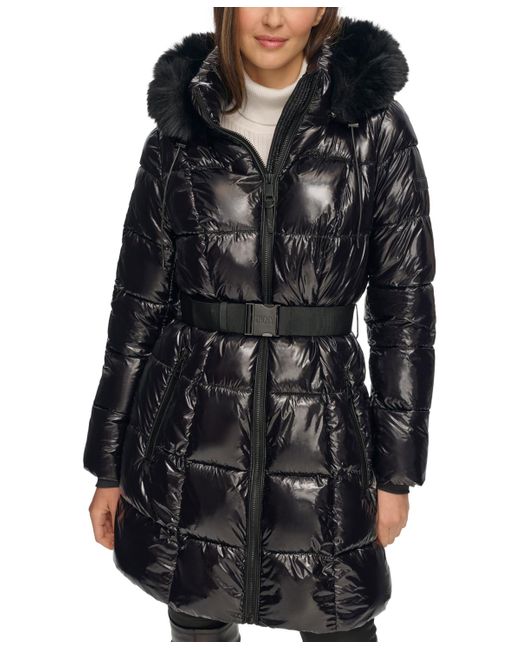 Dkny Macys Faux Fur Coats Dkny Jacket Women DKNY Faux-Fur Trim