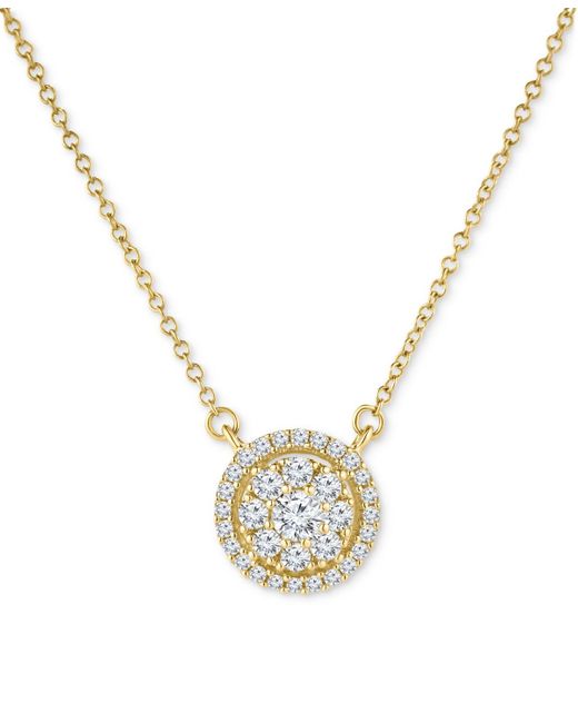 Macy's Metallic Diamond Halo Cluster 18" Pendant Necklace (1/3 Ct. T.w.