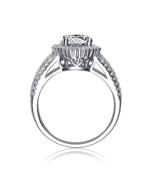 Genevive Jewelry White Sterling Silver Cubic Zirconia Circle Solitaire Ring