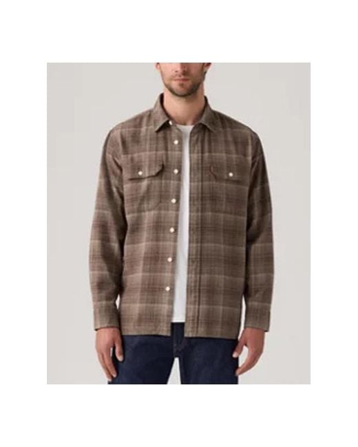 Levi's Brown Relaxed Fit Long Sleeve Button Front Worker Shirt for men