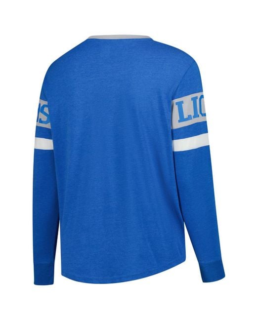KTZ Blue Detroit Lions Plus Size Throwback Lace-up Long Sleeve T-shirt