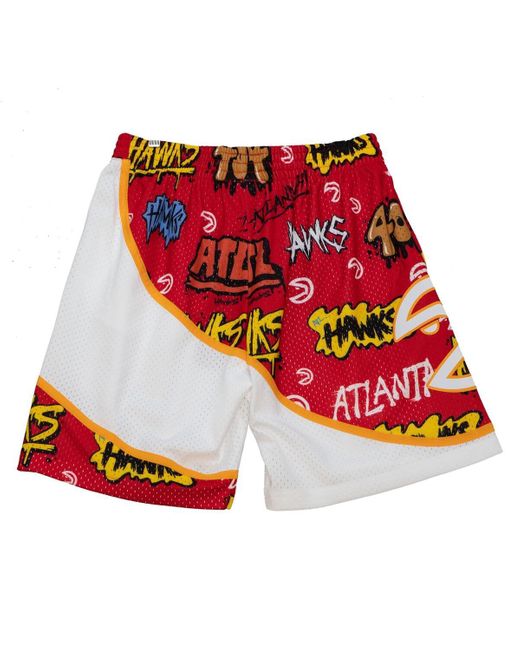 Mitchell & Ness Red Atlanta Hawks 1998-99 Hardwood Classics Slap Sticker Swingman Shorts for men