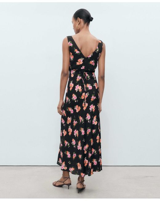 Mango White Floral Midi Dress
