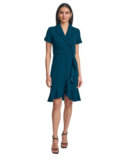 Calvin Klein Flounce High low Sheath Dress in Blue Lyst