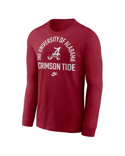 Nike Red Alabama Tide Legacy Arched Logo Long Sleeve T-shirt for men