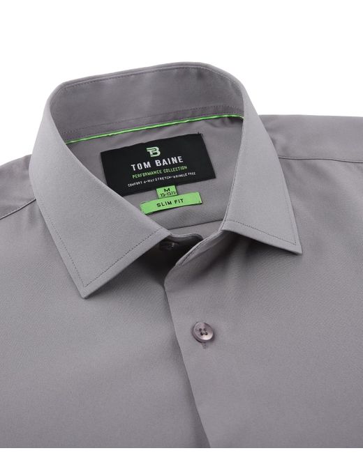 Tom Baine Blue Performance Stretch Solid Button Down Shirt for men