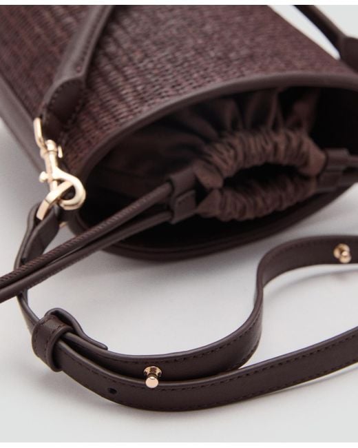 Mango Brown Small Raffia Bucket Bag