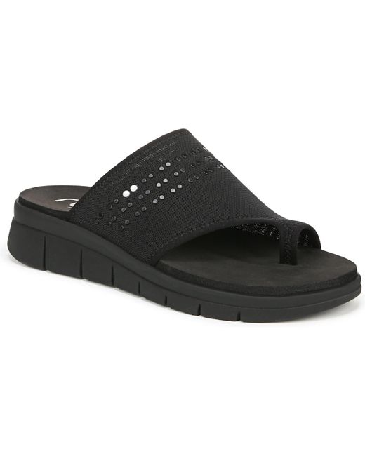 Ryka Black Elegance Washable Toe Loop Slide Sandals