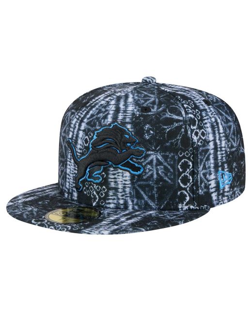KTZ Blue Detroit Lions Shibori 59fifty Fitted Hat for men