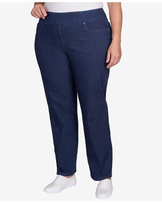 Ruby Rd Blue Plus Size Pull On Denim Pants