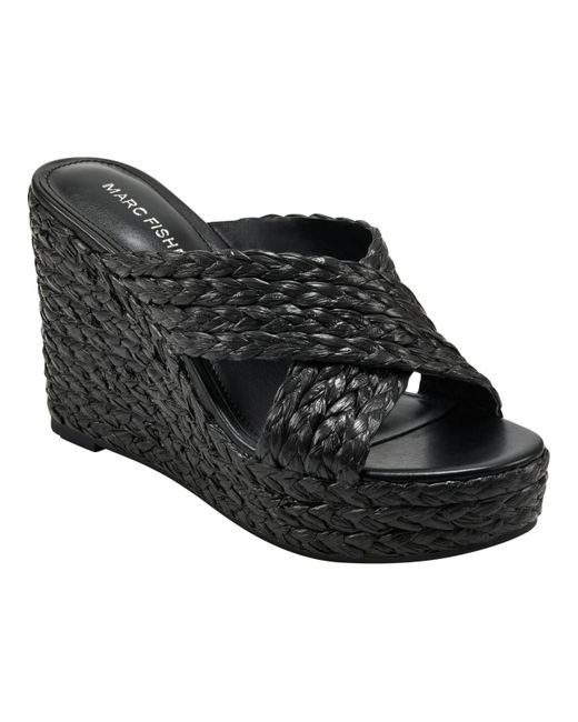 Marc Fisher Lynn Round Toe Wedge Dress Sandals in Black Lyst