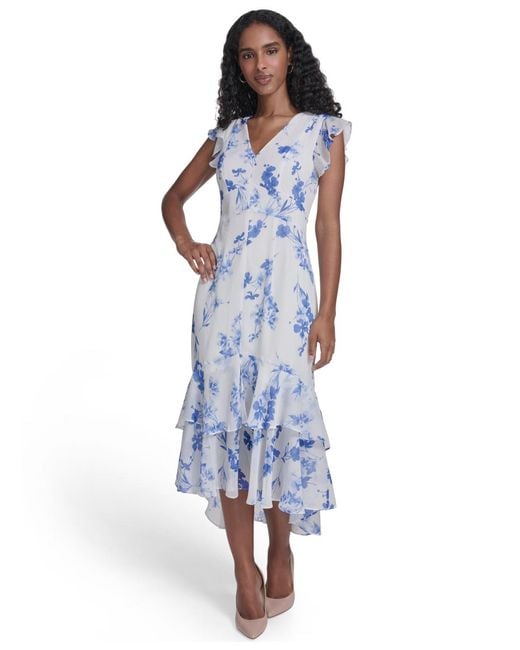 tommy hilfiger midi dress Women's Dresses Midi, Aubergine, 2 at Amazon Women's Clothing store square neck Tiered Seersucker Midi Dress |