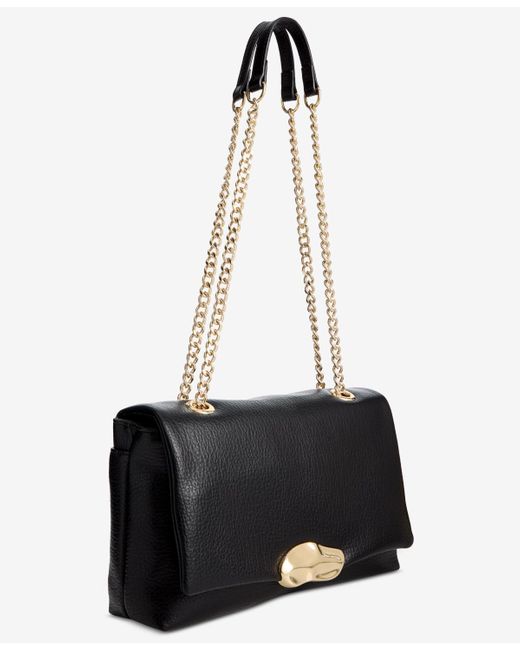 INC International Concepts Black Ajae Flap Sculpt Shoulder Bag