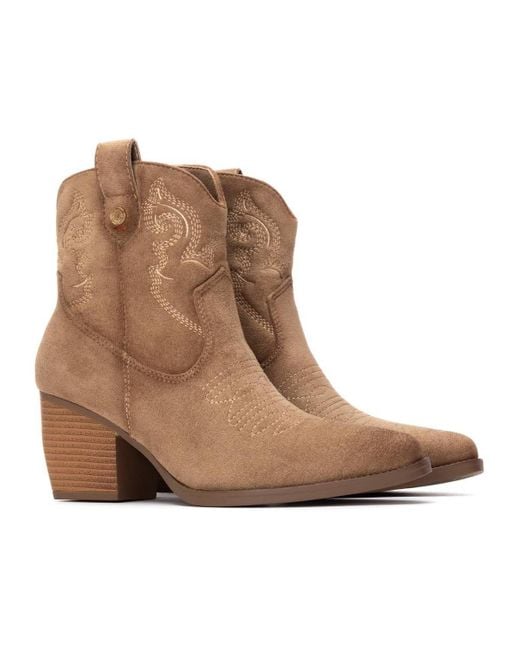 Xti Brown Italian Western Suede Booties Refresh Collection By