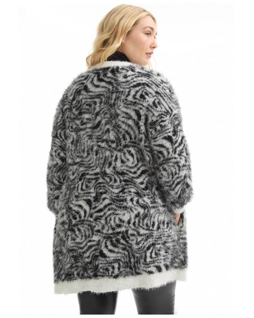 June + Vie Gray June + Vie June + Vie Leopard-print Eyelash Cardigan
