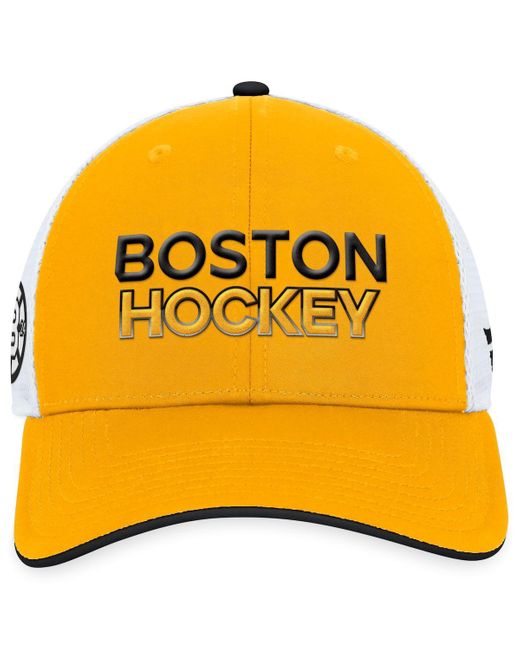 Fanatics Yellow Branded Gold Boston Bruins Alternate Authentic Pro Trucker Adjustable Hat for men