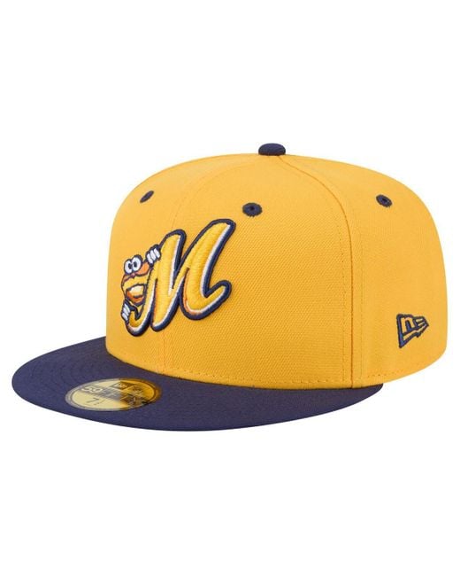 KTZ Yellow Gold/navy Montgomery Biscuits Authentic Collection 59fifty Fitted Hat for men