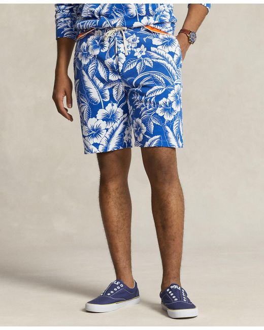Polo Ralph Lauren Blue 8.5-inch Tropical Floral Spa Terry Shorts for men