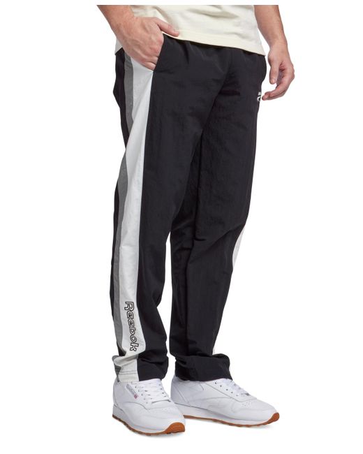 Reebok Black Ivy League Regular-fit Colorblocked Crinkled Track Pants for men