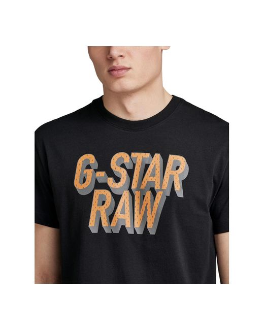 G-Star RAW Black Regular-fit 3d Dotted Logo T-shirt for men