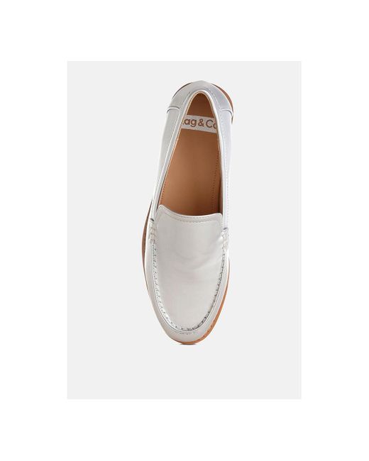 Rag & Co White Corleone Pleather Stacked Heel Loafers