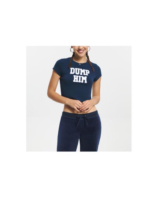 Juicy Couture Blue Dump Him Graphic Baby Tee