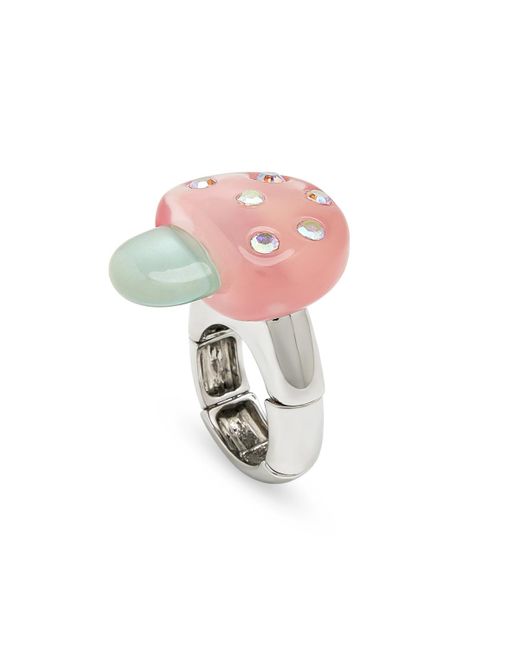 Betsey Johnson Pink Faux Stone Spring Mushroom Cocktail Ring