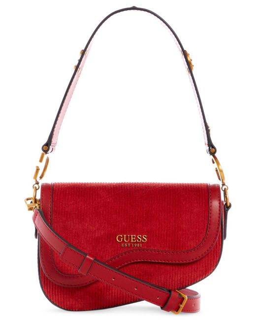 Guess Velvet G Dream Flap Shoulder Bag in Rust (Red) - Lyst