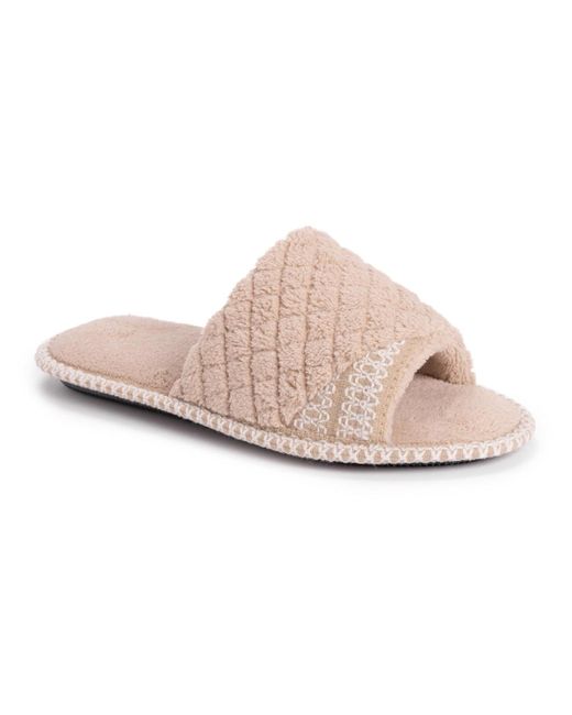 Muk Luks Pink Sally Open Toe Scuff Slippers